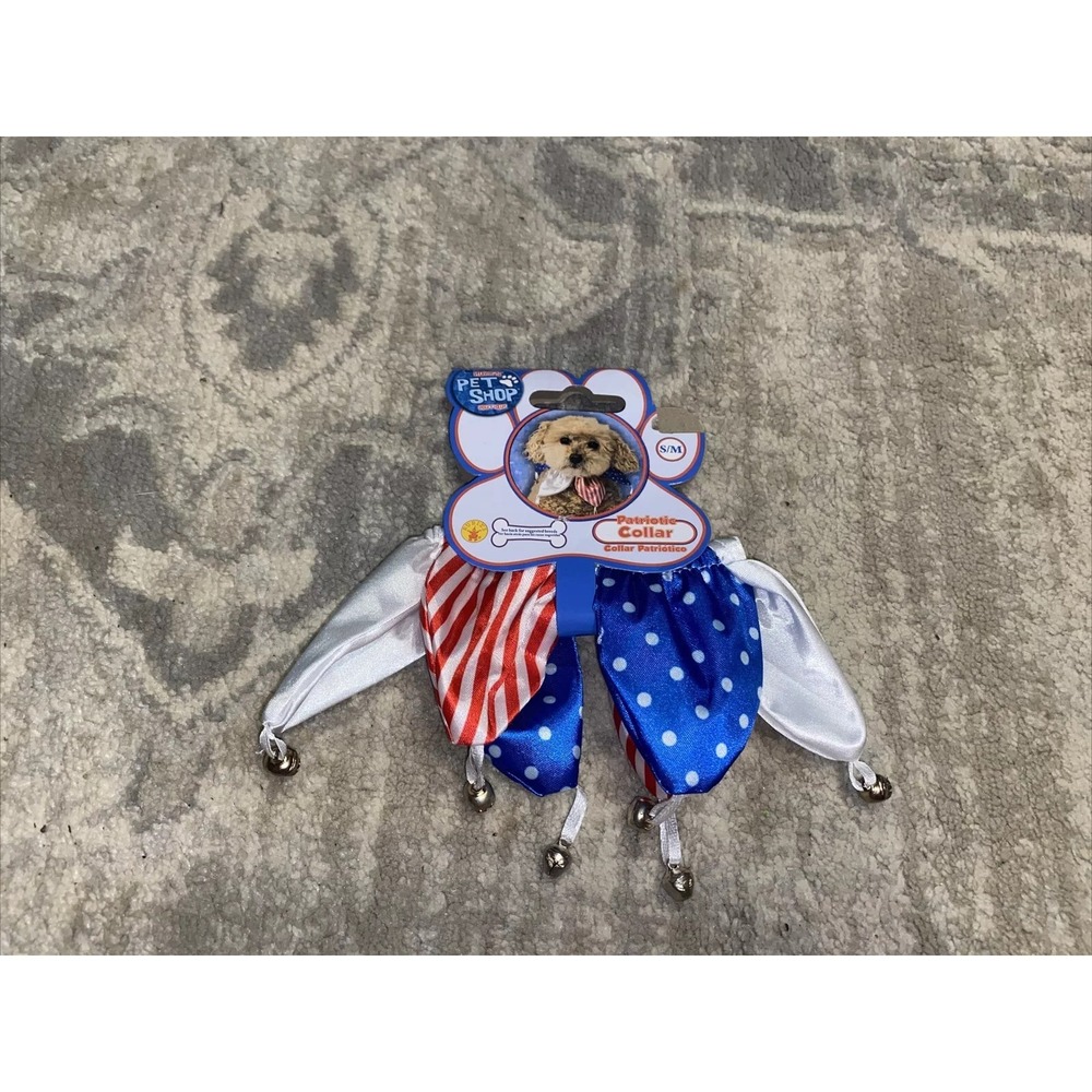 New Rubies Pet Shop‎ Patriotic Dog Red White Blue Bell Collar Sz Small/ Medium